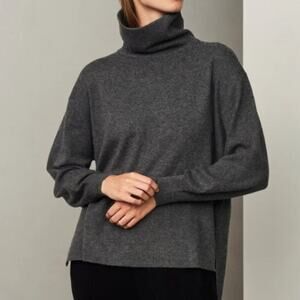 Reiss NWT Bijou Roll Neck Sweater Jumper Wool Loose Fit Charcoal Gray Size Large